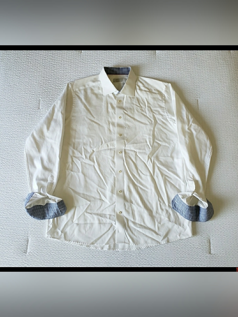 ETON Men's Contemporary Flip Cuff Cotton Twill Dress Shirt (46/18) White/Blue